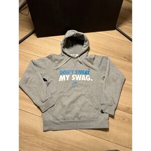 Nike Sportswear Mens Gray Dont Sweat My Swag Graphic Hoodie Sweatshirt Small